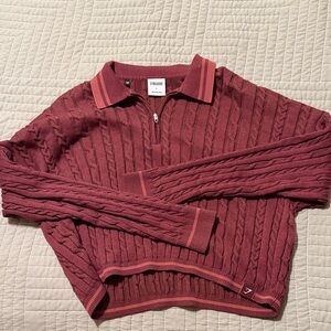 New Gymshark Women’s Crop Maroon Zip-Up Sweater